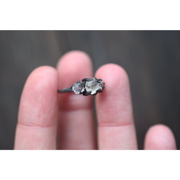 Raw Quartz Engagement Ring Rough Jewelry Natural Uncut - Picture 4 of 9